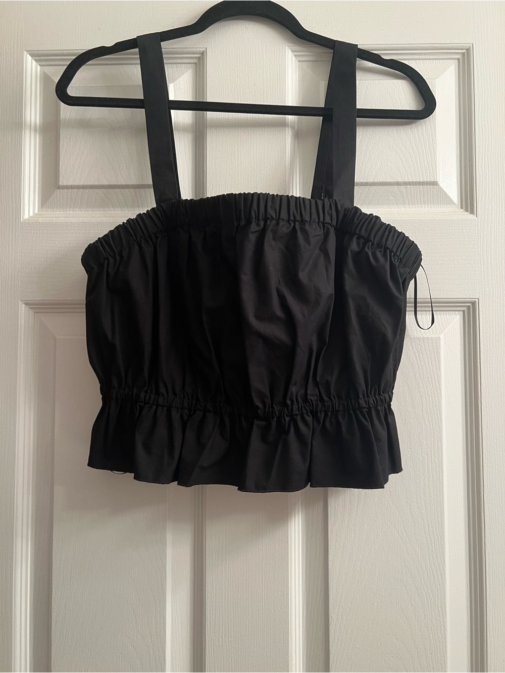 Banana Republic Black Ruched Ruffle Crop Top